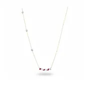14KT Two Tone Ruby and Diamond Multi-Shape Fashion Necklace