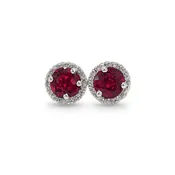 14k 5.5mm Ruby and Diamond Halo Studs