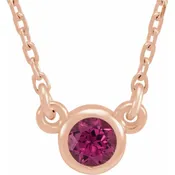 14K Rose Gold Pink Tourmaline Solitaire 16" Necklace