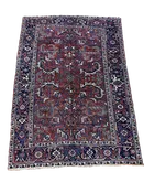 Antique Persian Heriz Rug – Madder Red & Indigo Blue — SANTA KILIM