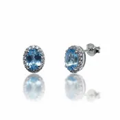 14kw Aquamarine and Diamond Studs