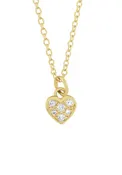 14K Yellow Gold Natural Diamond Heart Necklace | 16" - 18"