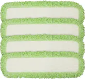 CleanAide® 24-in. Green Commercial Microfiber Dry Mop Pad Refills with Rope Borders – 4 Pack