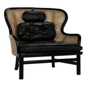CANE LEATHER ARMCHAIR