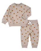 2 PC set Long Sleeve Top and Pants- Pumpkin