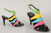 Black Multi Color Strap Heel