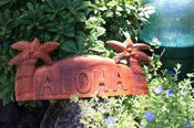 Aloha Sign 14" w/ Palm Trees - Hand Carved | #bds1201040