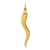 14KT Solid Large 3D Italian Horn Charm