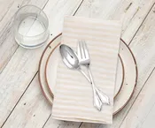 Beige Pinstripe Linen Napkins - Set of 4, 8 & More