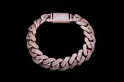 14K ROSE GOLD 10.00 CTW DIAMOND CUBAN LINK BRACELET 8"