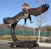 Bronze American Bald Eagle Diving