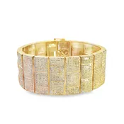 14 Yellow Gold and Diamond Basket Weave Bracelet (14k Yellow Gold and Diamond)