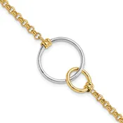 10k Two-Tone Interlocking Circles Link Bracelet - 7.5"