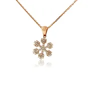 14K Rose Gold .34 Carat Diamond Snowflake Pendant with Chain
