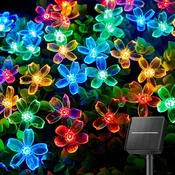 1/2pcs Solar Flower String Lights Outdoor 6.5m 30LEDs Cherry Blossoms Fairy Lights Waterpoof 8 Modes for Garden Patio Spring Decoration Yard Lawn Tree Holiday Party Warm White Colorful White