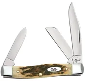 Amber Bone Peach Seed Jig Chrome Vanadium Medium Stockman (Pen blade) — Hometown Gold Buyers