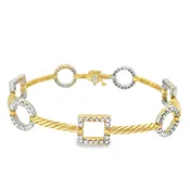 14kt Two-Tone Full Cut Round Diamond Bracelet (1.60ct)