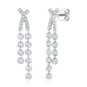 14K White Gold Shy Creation Diamond Dangle Earrings - SC55029043