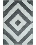 3x5, 4x6 and 5x7 Hand Woven Shag Ivory and Gray Geometrical Pattern Art Silk Soft Viscose Area Rug