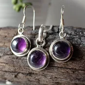 Amethyst Sterling Silver Pendant & Earring Set