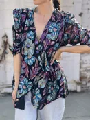 Vintage 80s Patra Plus Metallic Florals Top - XL