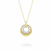 14kt Two-Tone Double Circle Pavé Diamond Pendant Necklace