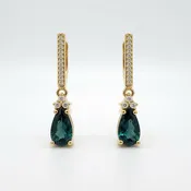 14k Green Tourmaline Drop Earrings