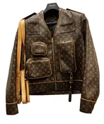 100% Authentic Louis Vuitton Monogram Faux-Leather Admiral Jacket