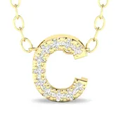 Diamond Studded Initial Letter Pendant - C