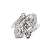 14 Karat White Gold Diamond Bypass Ring