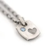 Blue Diamond and Heart Stamped Pendant
