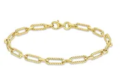 14K Gold Alternating Paperclip & Circle Bracelet