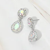 AB Crystal Teardrop Little Girls & Formal Earrings on Silver | 697241