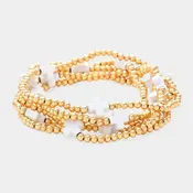 5PCS - Cross Pointed Metal Ball Beaded Multi Bracelets