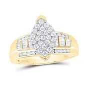 10kt Gold Diamond Marquise Bridal Ring 1 Cttw