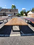 Pine Wood Table Made With Planks Glued Together Chestnut Stain