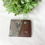 Alabama Mossy Oak Camo/Leather Bifold Wallet