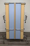 10FT CAFETERIA LUNCH TABLE W/ FOLDABLE BENCH SEAT, BEIGE TOP, LIGHT BLUE BENCH, ELEMENTARY SIZE (RF)
