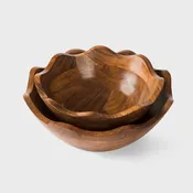 Acacia Wood 10 Inches & 12 Inches Scalloped Bowl Set