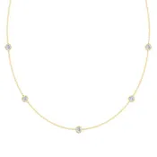 0.60CT T.W. Round Shape Natural Diamond Station Necklace