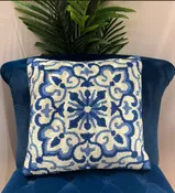 Blue Patterned Pillow — Spring Street Boutique