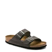 Birkenstock Arizona Oiled Leather Soft Regular Footbed Sandal in Iron Grey