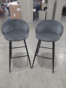 17 Stories Upholstered Counter Stool With Metal Frame, Dark Grey