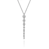 14K W Gold 0.50ctw G/SI2 Graduating Vertical Diamond Necklace