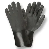 12" Blk PVC Gloves, Pack of 12, Large
