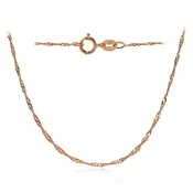 14K Rose Gold .9mm Singapore Italian Chain Necklace, 16 Inches