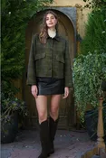 CONTRAST COLLAR PLAID JACKET