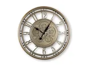 27-Inch Champagne-Finish Wall Clock with Moving Gears
