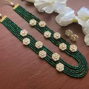 Fine Kundan jadau long necklace set in Emerald and pearls /Pacchi Kundan Necklace /Long Necklace/ Rani haar/ Indian Jewelry/ Indian Necklace