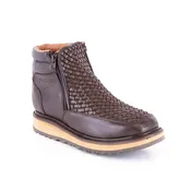 ACERO Chocolate Basket Wave Zipper Ankle Boot